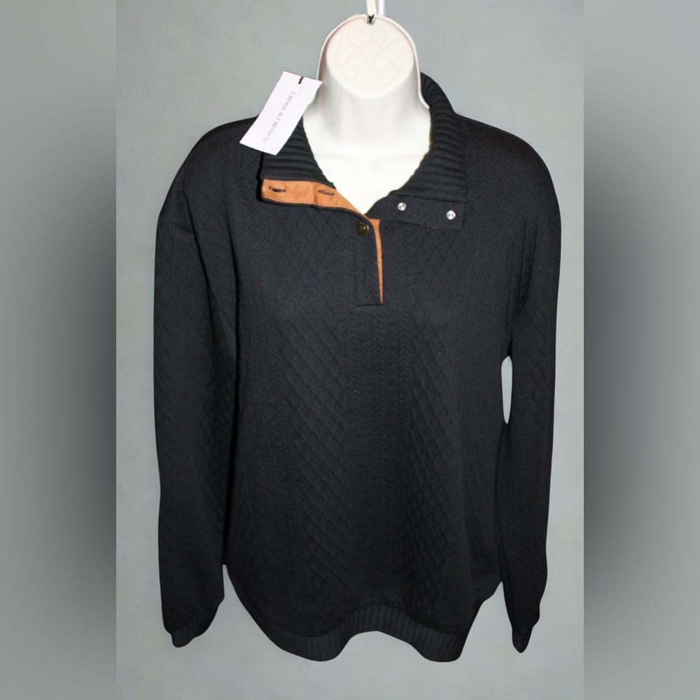 Men’s Cross & Crown Black and Tan Sweater Large